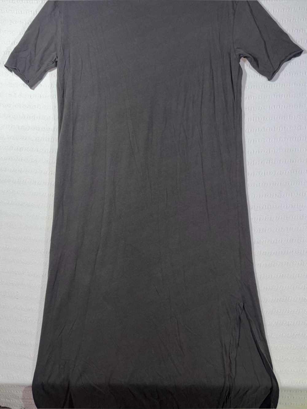 Black Crane Womens Long Tee Cotton Dress Size M Charcoal Grey Made in USA - Picture 6 of 10